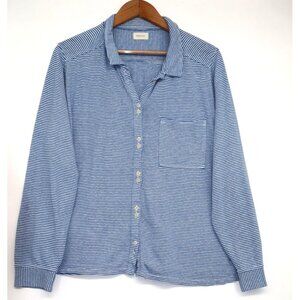 Poetry Striped Jersey Hemp & Organic Cotton Long Sleeve Collared Preppy